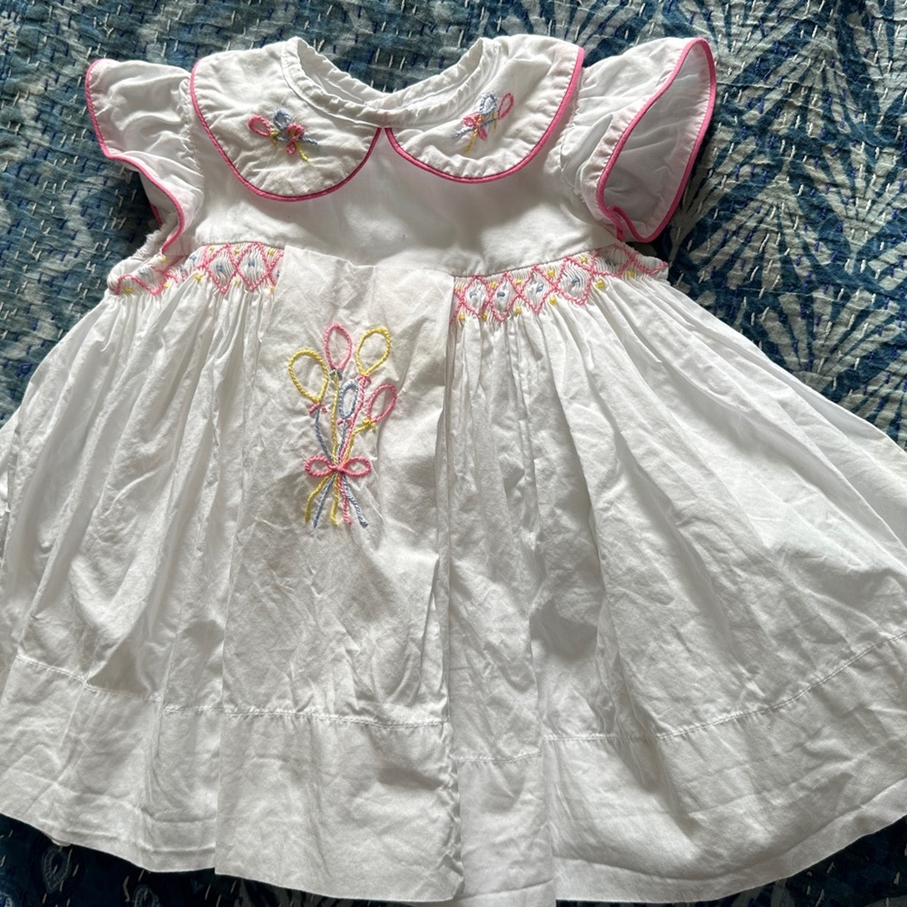 Christian Elizabeth party dress white with full skirt ballon birthday embroidery